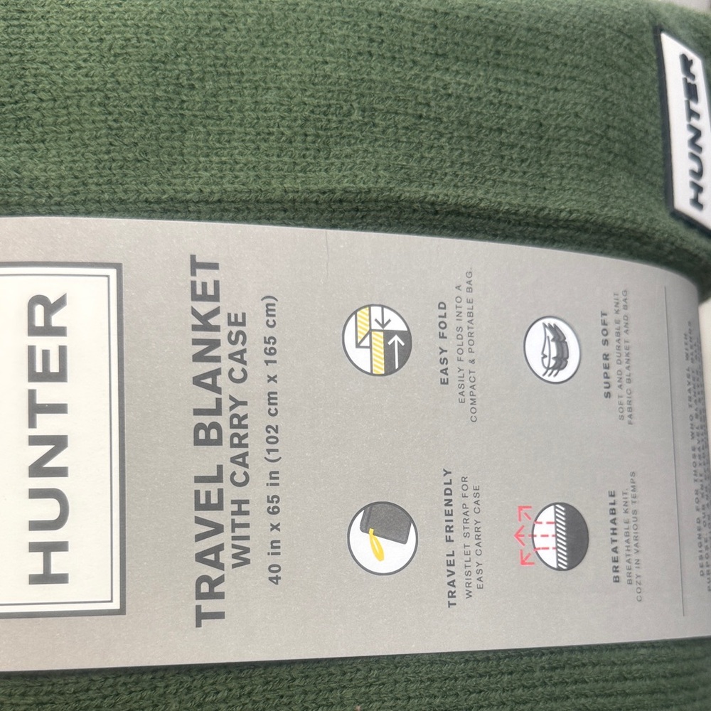 Hunter Green Travel Blanket with Carry Case